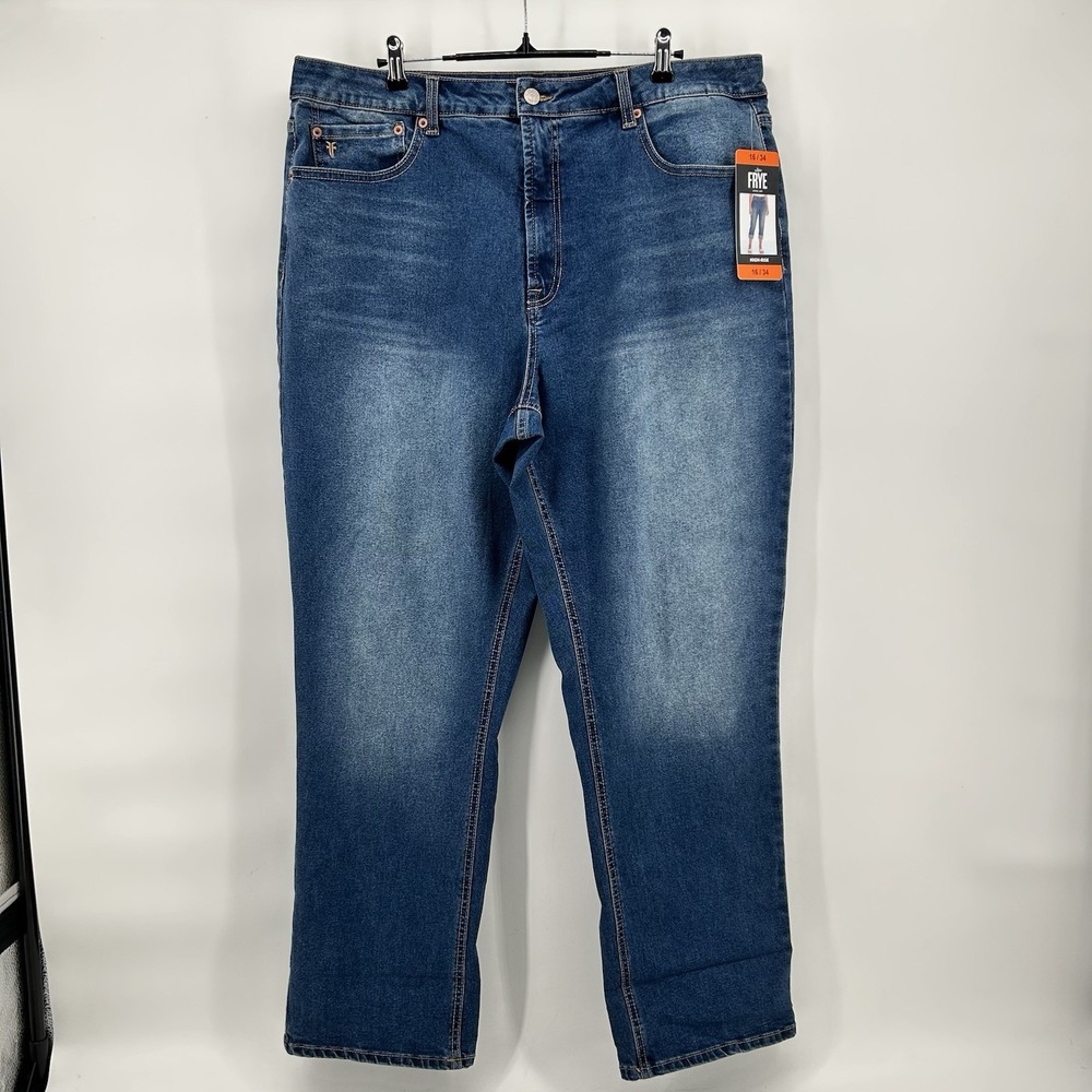 Frye Jeans Womens 16/34 High Rise Straight Dark  Amari Wash Denim‎ Uncuffed NWT